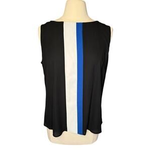 Calvin Klein Sleeveless Colorblock Blouse Black Blue White Women's Large